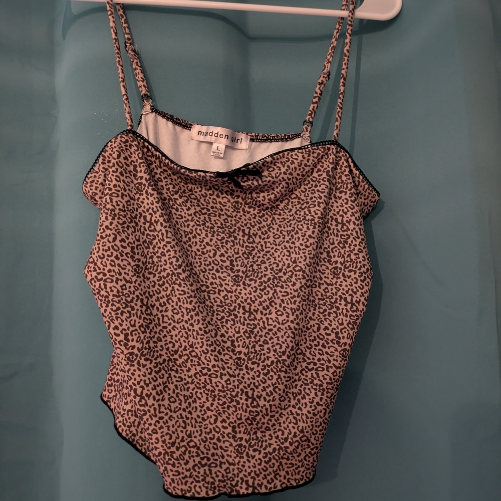 Madden Girl Black and Gray Leopard Camisole
